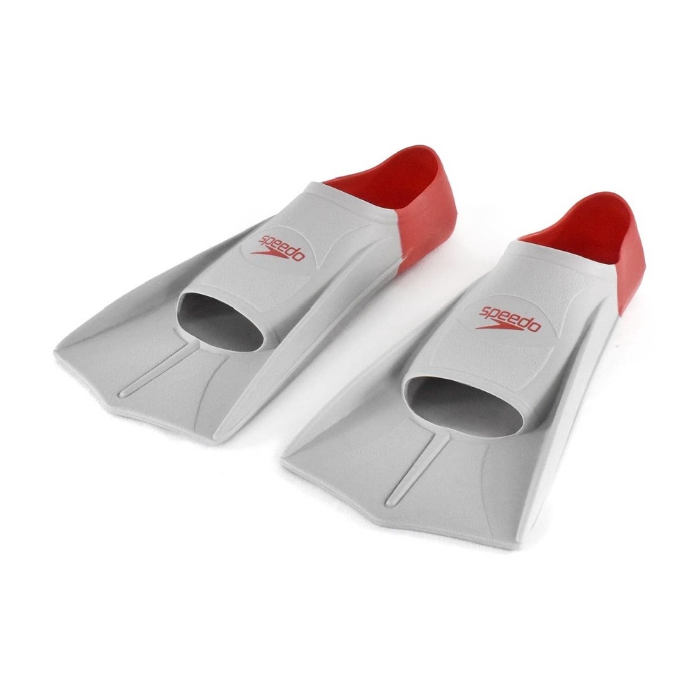 Speedo Short Blade Fins Gray and Red Kids 13-1.5